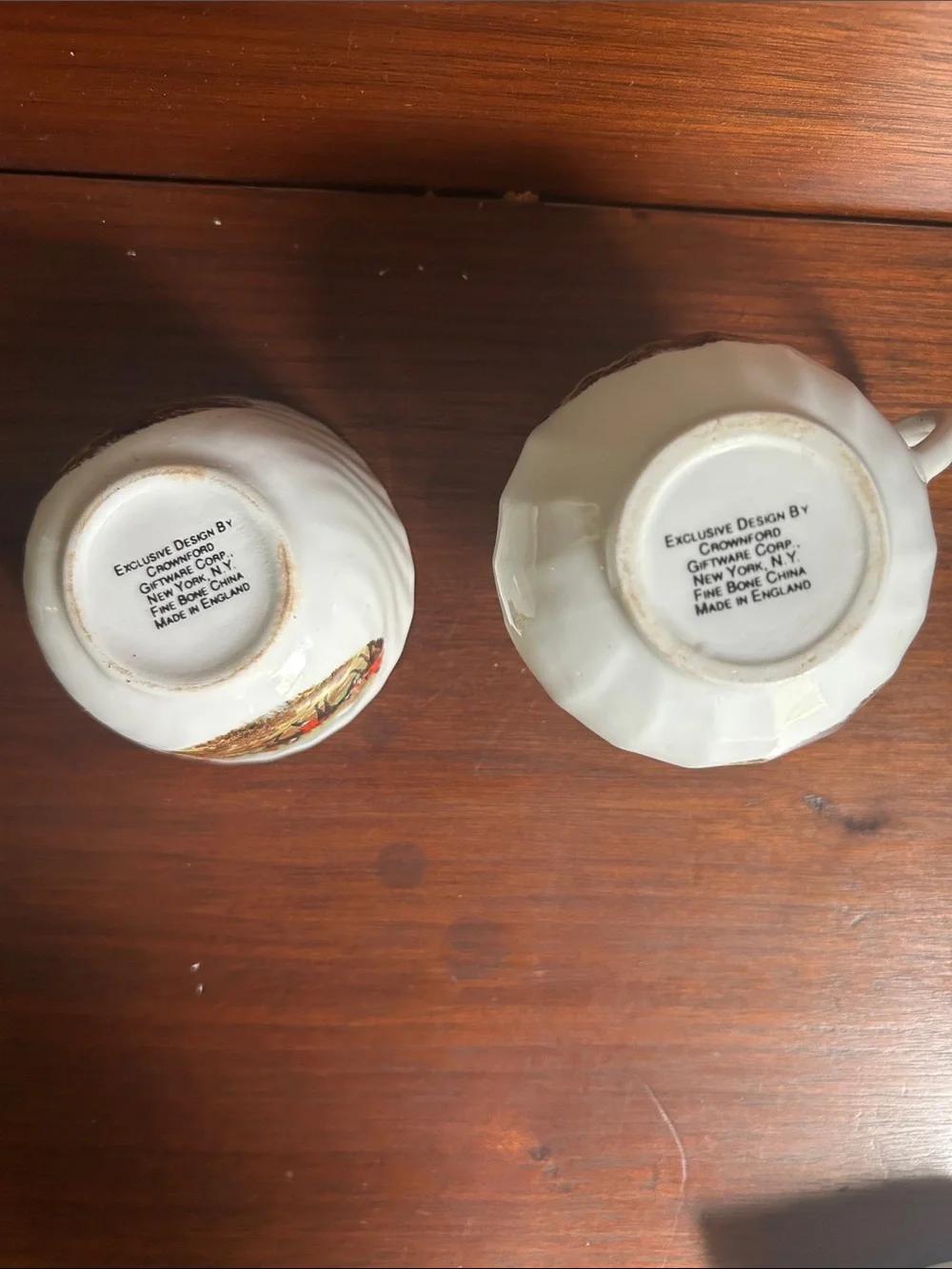 Classic White Porcelain Creamer and Sugar Bowl with Equestrian Hunt Scene